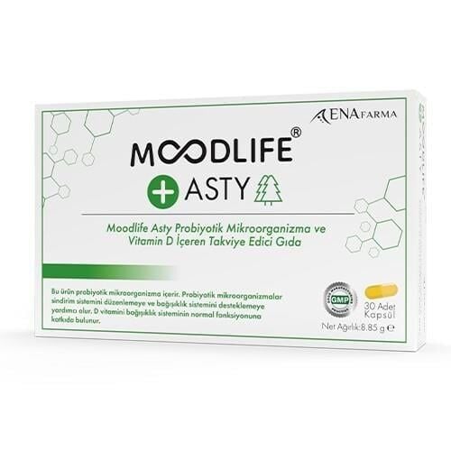 Moodlife Asty Probiyotik ve Vitamin D içeren Takviye Edici Gıda 30 Kapsül - (SKT: 09/2026)