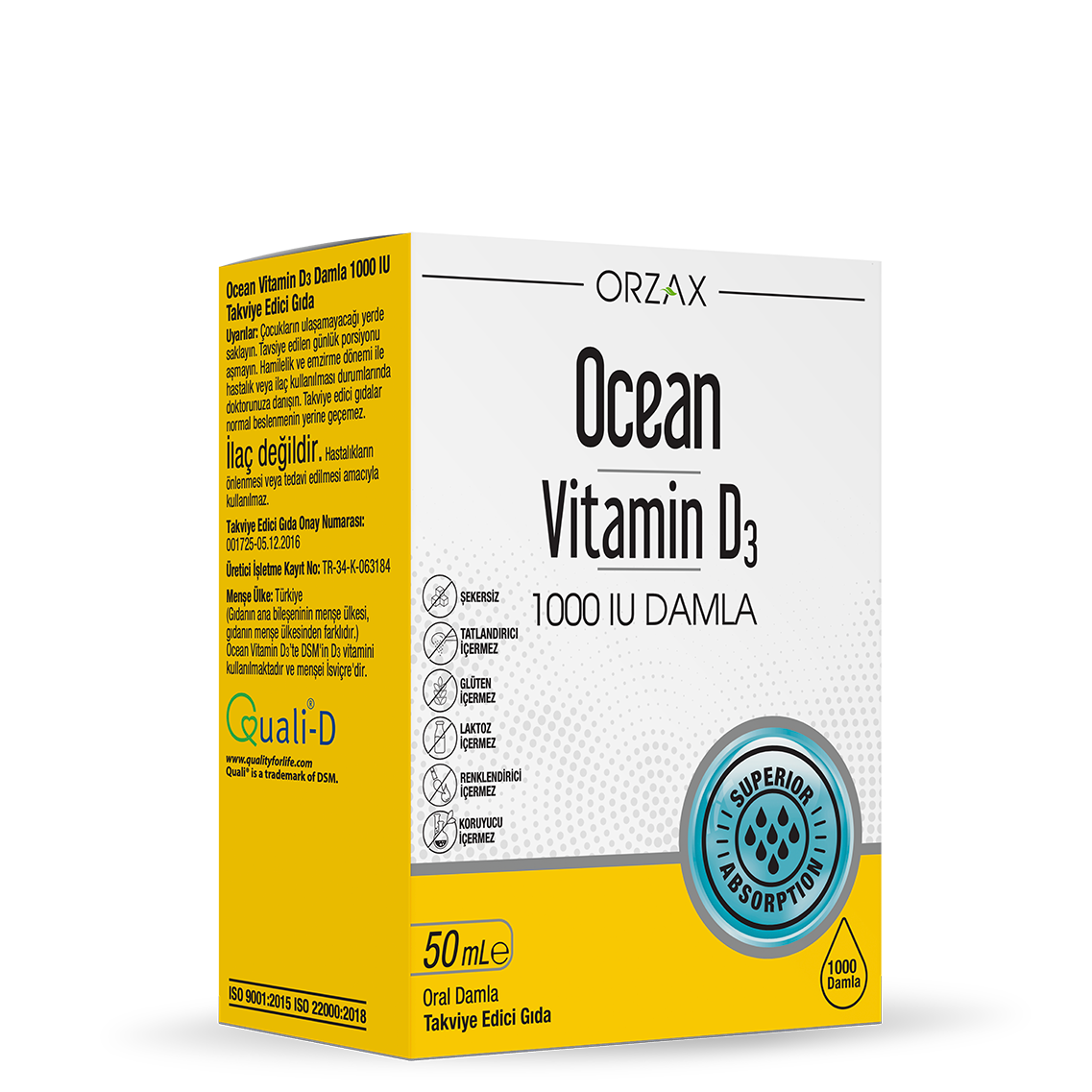 Ocean Vitamin D3 1000 IU Damla 50 ml - (SKT: 09/2026)
