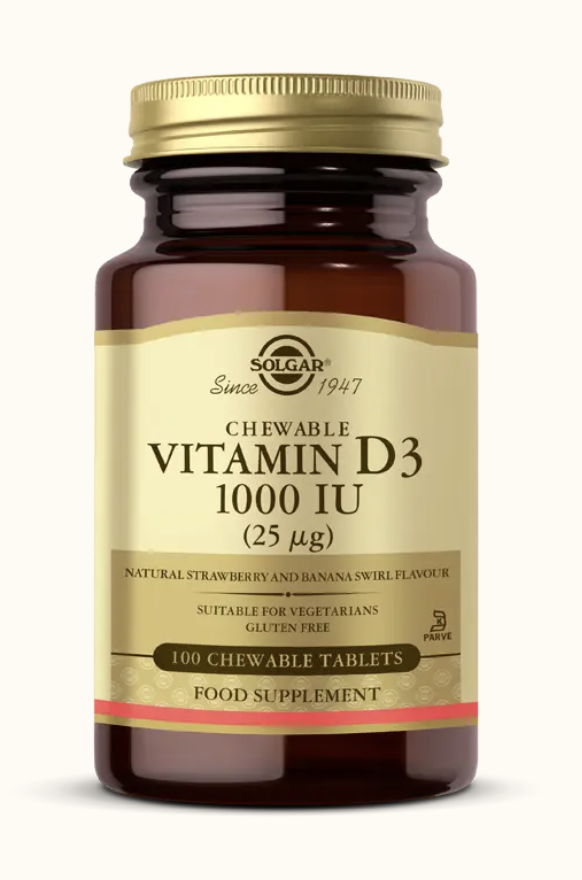 Solgar Vitamin D3 Cheaweble 1000 IU 100 Tablet - (SKT: 02/2027)